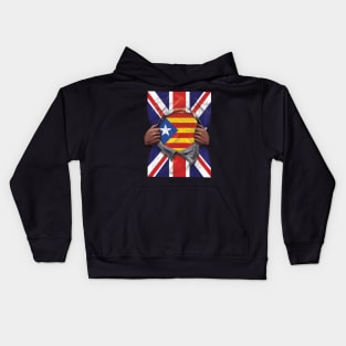 Catalonia Flag Great Britain Flag Ripped - Gift for Catalan From Catalonia Kids Hoodie